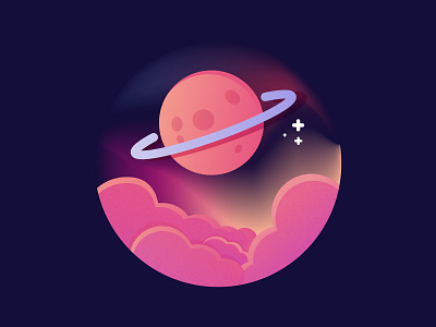 Planet badge cartoon cloud conceptual design galaxy icon illustration illustrator planet purple space stars vector