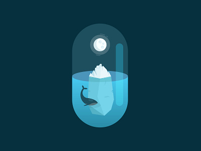 Iceberg abstract adobe illustrator badge cartoon glass ice iceberg illustration minimal moon ocean vector water whale