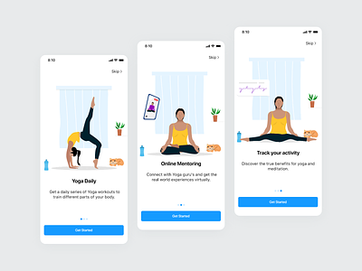 Yoga App clean design flat illustration interface minimal mobile app mobile ui ui vector