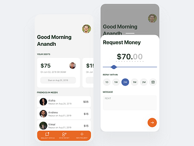Money Lending app cards clean design flat interface minimal slider ux