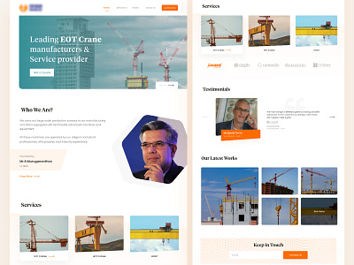 Landing Page clean cranes design hoist minimal testimonials typography ui ux web webdesign website
