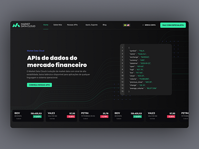 Web site - Market Data Cloud apis b3 bolsa de valores branding brazil cloud data design finance logo market rest uberlândia ui ux website websocket