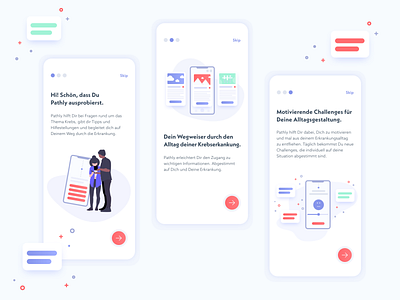 Onboarding for an App for cancer patients app design health health app illustration lifestyle ui ux