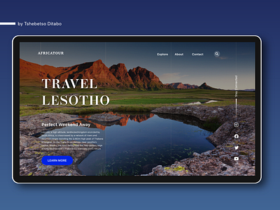 Travel Lesotho Landing Page africa app art branding design lettering minimal sketch travel travel agency travel app typography ui uiux user experience ux user interface design web website