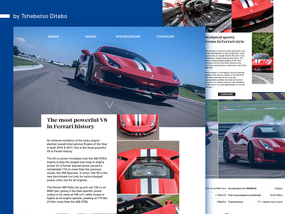 Redesign website concept - Ferrari 488 Pista app art automotive branding cars concept design ferrari landing page design landing page ui minimal petrolhead red car redesign concept ui design uiux uiuxdesign