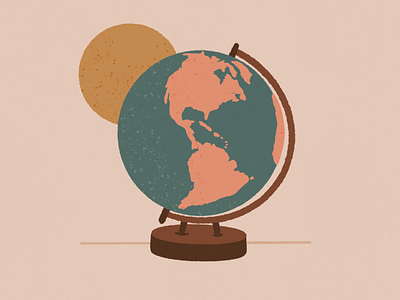 Globe flat globe illustration limited color procreate world