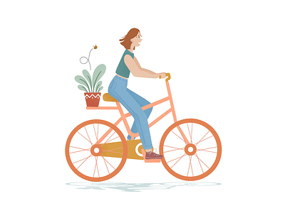 Bicyclist bicycle flat illustration limited color
