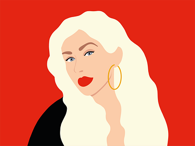 Christina christinaaguilera flat flatillustration girl illustration ipadpro minimal red vector