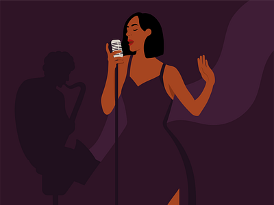 And all that jazz dark flat flatillustration girl illustration ipadpro jazz minimal music purple singer