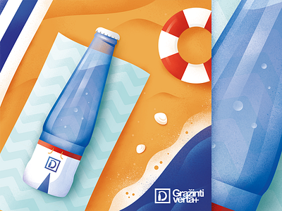 Recycling campaign beach beer bottle glass hoegaarden illustration minimal summer sun