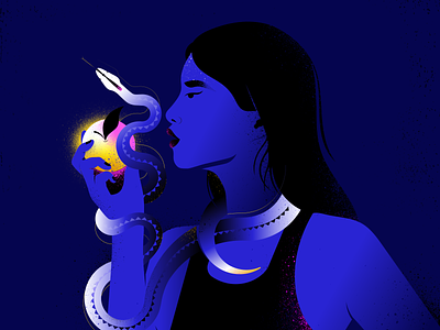 Desire apple dark foribidden fruit girl graphic design illustration illustrationdesign ipadpro light minimal night portrait secret snake vector