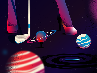 Space games ball blackhole design flatillustration game golf highheel illustration ipadpro minimal planet space