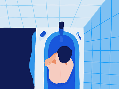 Sunday bath or sunday sad 💦 back bath blue design flat flatillustration fromabove illustration ipadpro minimal sad