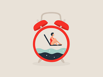 When is the right time to say goodbye? ⏰ clock flat flatillustration girl illustration ipadpro minimal pool