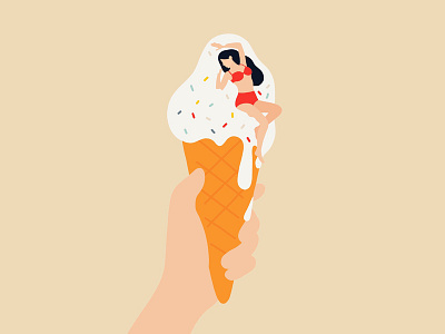 Every Time I See You 🍦 flat flatillustration girl ice cream illustration ipadpro melting minimal