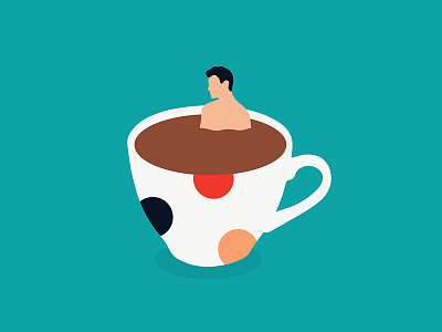 New Year Same Habits ☕️ boy coffee dots flat flatillustration illustration ipadpro minimal