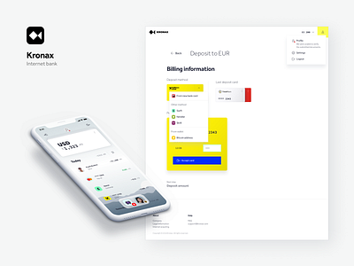 Kronax bank billing deposit mobile money payment ui ux web