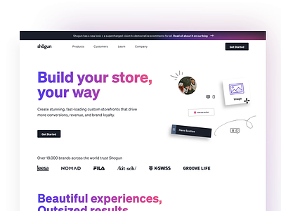 Shogun Homepage — Design ecommerce landing page saas