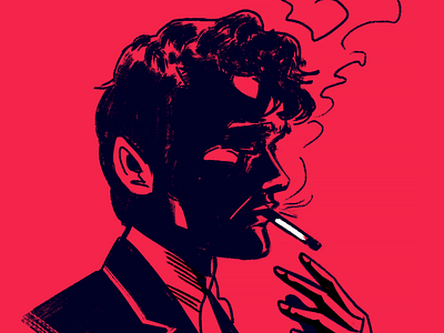 Smoking guy character comic art duotone dylan dog illustration illustration art lineart smoking