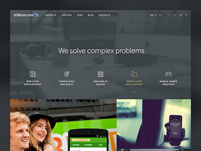 Stfalcon Main Page icons portfolio services studio tabs web web design web site