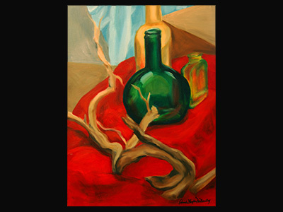 Green Bottle bottle complimentary colors still life