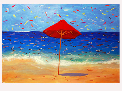 Umbrella beach exuberant ocean red umbrella
