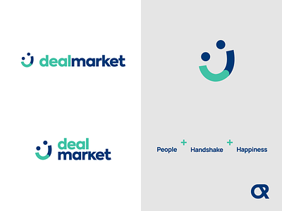 DealMarket - Logo Design deal handshake happy logo minimal minimalist people