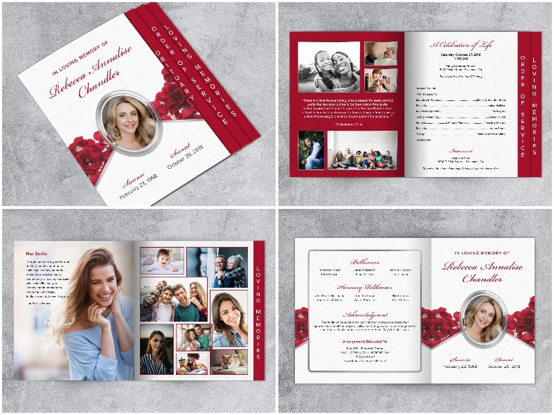 Roses Funeral Program Template - Graduated Fold graduated fold template for funeral program funeral program