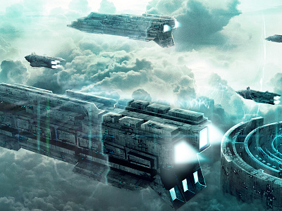 Parallax alien future. gate. scifi. sky. space. spaceship.