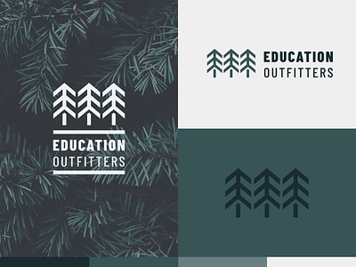 Education Outfitters branding conifer evergreen green logo design natural nature neutral trees