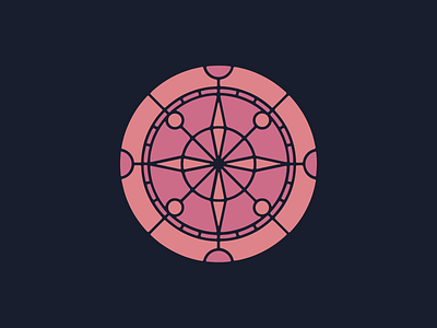 Compass Mark beautiful black circle climate compass compass rose detailed direction edgy elegant geometric icon illustration intricate logo pink rose window stained glass symmetrical window