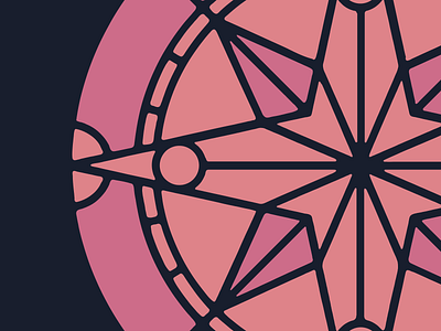 Compass Mark beautiful branding compass compass rose detailed direction edgy elegant geometric icon illustration intricate logo logo design pink point rose window stained glass symmetrical