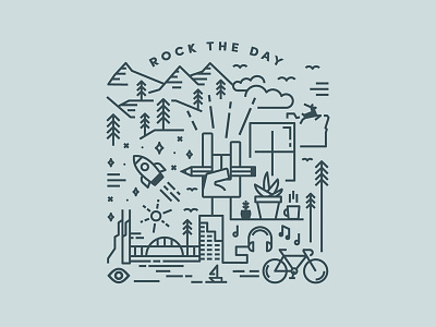 Rock The Day city illustration mountains portland vector