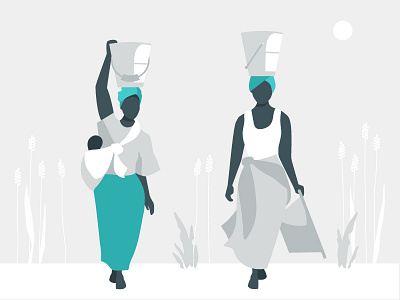 Development Nonprofit Illustration africa baby blue illustration neutral walking water women