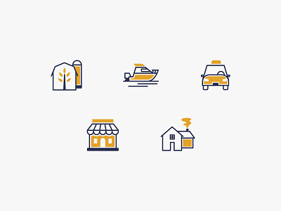 Insurance Icons barn blue boat business car gold house icons insurance shop