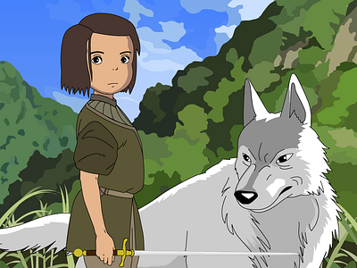 Arya & Nymeria arya forrest game ghibli got nymeria of stark studio thrones vector