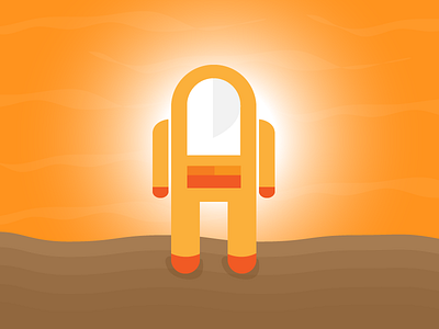 Hal of Mars brown minimal orange robot vector