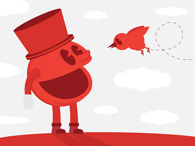 Top hat of the morning to you bird hat man minimal pac red smile top vector