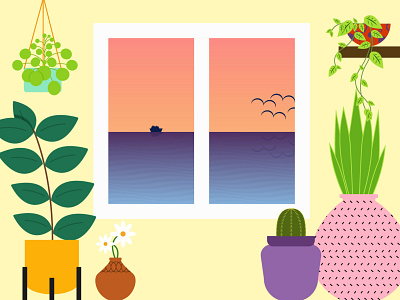 Virtual Garden beach design dribbbleweeklywarmup flower graphic graphic design illustration ilustración nature nzv plant plants sunset vector vector illustration