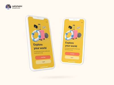 Travels UI Explorations app branding fun graphic design illustrations logo splash design travel ui ux website yellow
