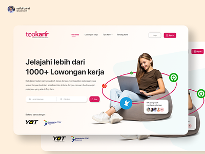 Landing Page - Top Karir Indonesia app branding design goodtype green illustration landing page logo red ui ux web design website white