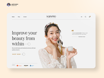SQINPRO Skincare - Redesign Landing Page app beauty branding cosmetic ecommerce elementor fashion graphic design hero landing page layout make up product redesign shopping app skincare ui web design website wordpress