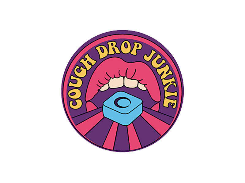 Cough Drop Junkie Logo branding design gif graphic illustration logo typography vector