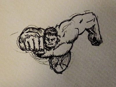 Hulk Sketch black and white cartoon character comic drawing illustration ink sketch