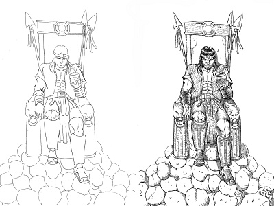 King Conan - work in progress black and white cartoon character comic drawing illustration ink