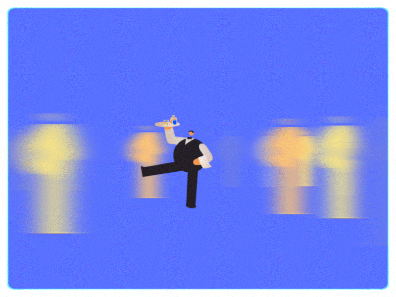 Busy Waiter 2d animate animation blue busy cel design frame by frame gareso gif motion party traditional animation waiter
