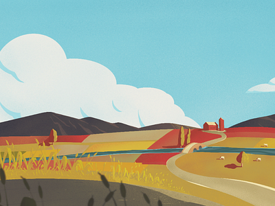 Farm landscape clouds farm illustration landscape procreate sky