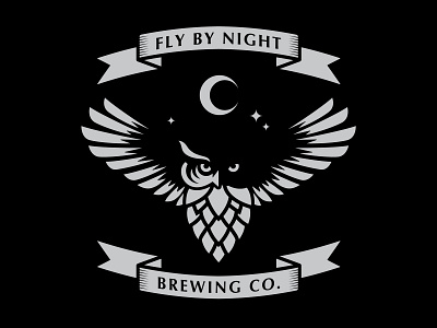 Fly By Night beer branding design drank flat illustration logo vector