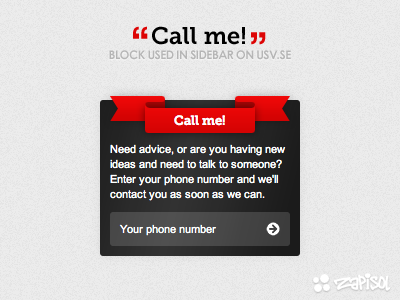 Call me! block call me column contact design drupal pennon sidebar ui design usv.se webpage website widget