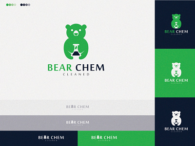 Bear Chem alchemy bear bear logo bears beautiful branding chem cleaned design green hosppital leaf logo logo design modern ui vector